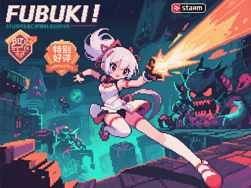 白上吹雪主演2D动作新游《FUBUKI》上线，Steam获玩家一致好评！